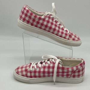 J.CREW Women's‎ Sneakers Gingham Pink & White Check Plaid Size 11 Preppy Coastal
